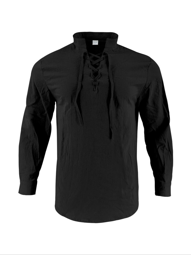 KZZ Men's Linen Casual Long Sleeve Polo Shirt, Stylish New Design